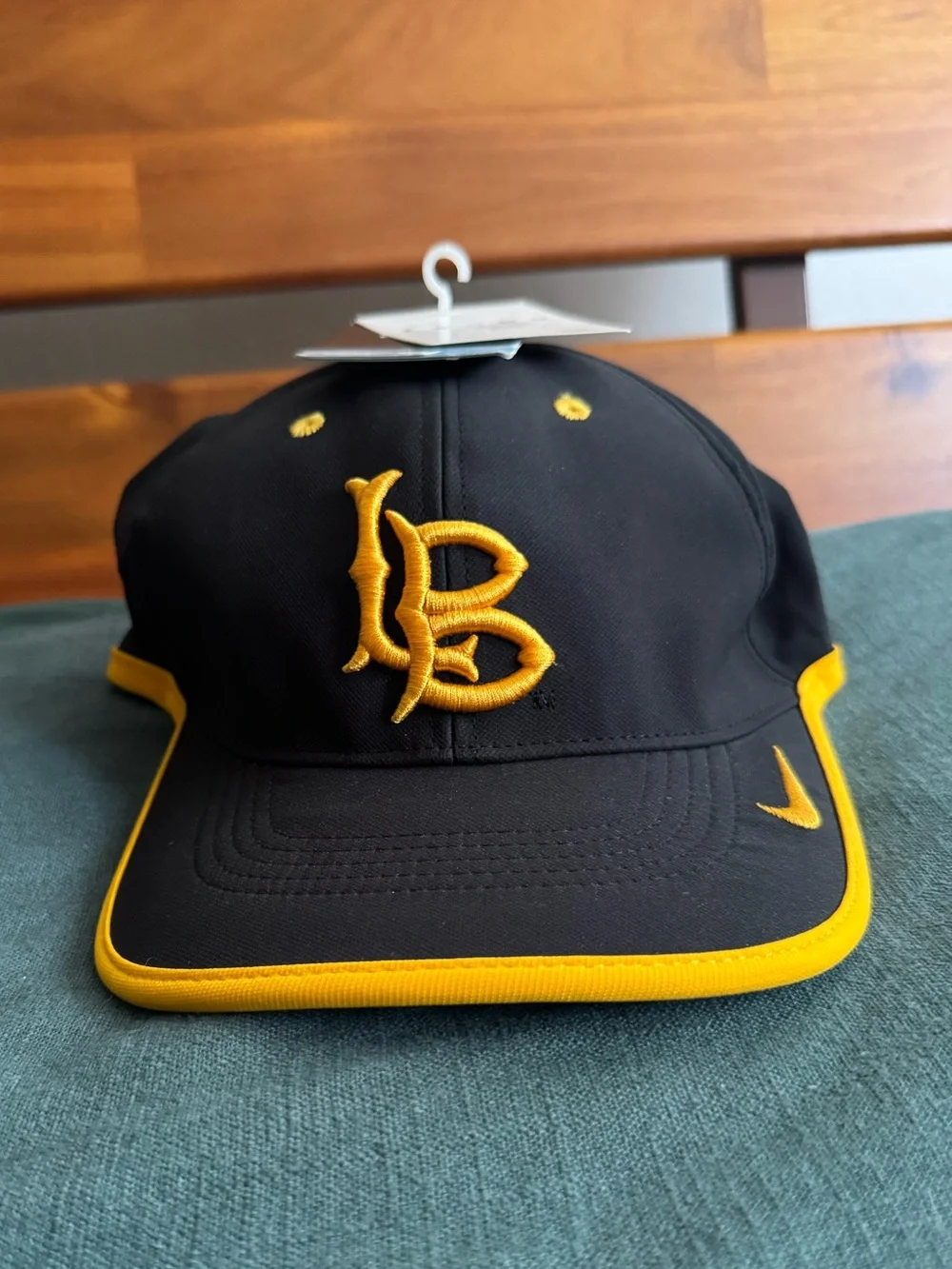 NIKE DRI-FIT for CSULB Black Hat with Yellow Embroidered LB Logo